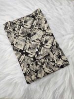 Front Open Cotton Nighty With Buttons, 55 Inches Long - Black + Cream colour - Image 3