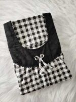 Traditional Cotton Nighty, 55 Inches Length, Round Neck - Black - Image 3