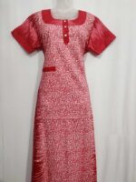 Comfortable Churidar Model Cotton Nighty, 55 Inches Long - Rose - Image 4