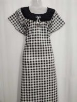 Traditional Cotton Nighty, 55 Inches Length, Round Neck - Black - Image 4