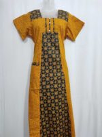 Comfortable Churidar Model Cotton Nighty, 55 Inches Long - Yellow - Image 4