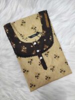 Comfortable Churidar Model Cotton Nighty, 55 Inches Long - Yellow - Image 3