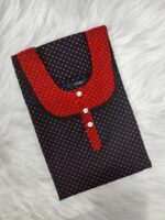 Comfortable Churidar Model Cotton Nighty, 55 Inches Long - Blue - Image 4