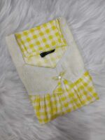 Traditional Cotton Nighty, 55 Inches Length, Hacoba Yoke - Yellow - Image 3