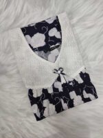 Traditional Cotton Nighty, 55 Inches Length, Hacoba Yoke - Green - Image 3