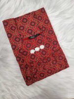 Traditional Ajrakh Nighty, 55 Inches Length - Red - Image 3