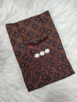 Traditional Ajrakh Nighty, 55 Inches Length - Maroon - Image 3