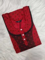 Comfortable Churidar Model Cotton Nighty, 55 Inches Long - Image 3