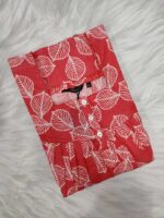 Front Open Fabric Cotton Nighty With Buttons, 55 Inches Long - Peach - Image 3