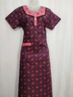 Comfortable Churidar Model Cotton Nighty, 55 Inches Long - Purple - Image 4