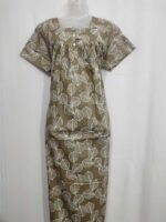 Front Open Fabric Cotton Nighty With Buttons, 55 Inches Long - Image 4