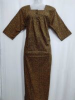 Comfortable Churidar Model Cotton Nighty, 55 Inches Long, 3/4th Sleeves - Yellow - Image 3