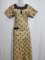 Comfortable Churidar Model Cotton Nighty, 55 Inches Long - Yellow - Image 4