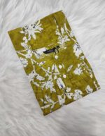 Front Open Cotton Nighty With Buttons, 55 Inches Long - Green Yellow - Image 3