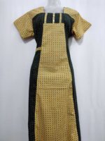 Comfortable Churidar Model Cotton Nighty, 55 Inches Long - Yellow + Dark Green - Image 4