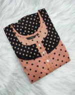 Short And Trendy Cotton Nighty with Round Neck - Peach - Image 3
