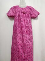 Traditional Cotton Nighty, 55 Inches Length - Rose - Image 4