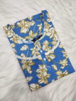 Comfortable Churidar Model Cotton Nighty, 55 Inches Long, 3/4th Sleeves - Blue - Image 3