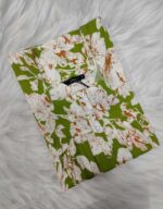 Front Open Cotton Nighty With Buttons, 55 Inches Long- Light Green - Image 3