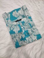 Front Open Cotton Nighty With Buttons, 55 Inches Long - Blue - Image 3