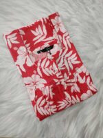 Front Open Cotton Nighty With Buttons, 55 Inches Long - Peach - Image 3