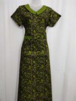 Comfortable Churidar Model Cotton Nighty, 55 Inches Long, Peter Collar - Brown - Image 4