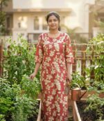 Comfortable Churidar Model Cotton Nighty, 55 Inches Long, 3/4th Sleeves - Violet - Image 2