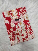 Front Open Cotton Nighty With Buttons, 55 Inches Long- Rose - Image 3