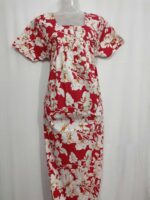 Front Open Cotton Nighty With Buttons, 55 Inches Long- Rose - Image 4