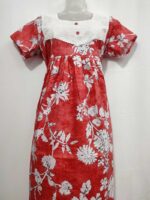 Traditional Cotton Frock Nighty, 55 Inches Length, Hakoba Yoke - Red - Image 4