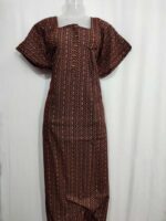 Front Open Ajrakh Nighty With Zip, 57 Inches Long- Maroon - Image 4