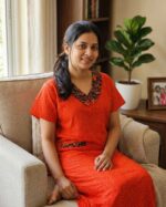 Comfortable Churidar Model Cotton Nighty, 55 Inches Long, Peter Collar - Orange