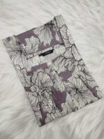 Front Open Cotton Nighty With Buttons, 55 Inches Long - Purple - Image 3