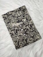 Front Open Cotton Nighty With Buttons, 55 Inches Long - Black + Cream colour - Image 3