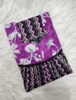 Front Open Cotton Nighty With Buttons, 55 Inches Long- Black + Magenta lines - Image 3