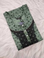 Comfortable Churidar Model Cotton Nighty, 55 Inches Long - Green - Image 3