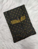 Front Open Cotton Nighty With Buttons, 55 Inches, 3/4th Sleeves - Dark Green - Image 3