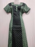 Comfortable Churidar Model Cotton Nighty, 55 Inches Long - Green - Image 4