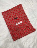 Traditional Ajrakh Nighty, 55 Inches Length - Red - Image 3