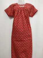 Traditional Ajrakh Nighty, 55 Inches Length - Red - Image 4