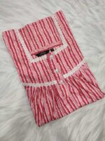 Front Open Cotton Nighty With Buttons, 55 Inches Long, Sleeveless- Rose - Image 3