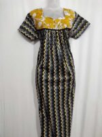 Front Open Cotton Nighty With Buttons, 55 Inches Long- Black - Image 4