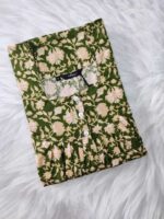 Front Open Cotton Nighty With Buttons, 55 Inches - Green - Image 3