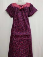 Traditional Cotton Nighty, 55 Inches Length, Round Neck - Grape Vine - Image 4