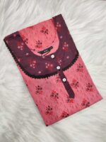 Comfortable Churidar Model Cotton Nighty, 55 Inches Long - Peach - Image 3