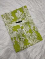 Front Open Cotton Nighty With Buttons, 55 Inches Long - Green - Image 3