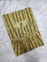 Traditional Cotton Nighty, 55 Inches Length - Golden Yellow + Green - Image 3