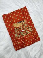 Traditional Cotton Nighty, 55 Inches Length - Orange - Image 3