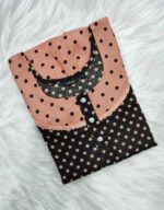 Short And Trendy Cotton Nighty with Round Neck - Black - Image 3