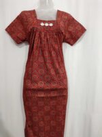Traditional Ajrakh Nighty, 55 Inches Length - Red - Image 4